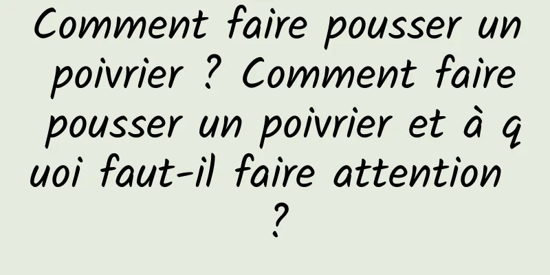 Comment faire pousser un poivrier ? Comment faire pousser un poivrier et à quoi faut-il faire attention ?