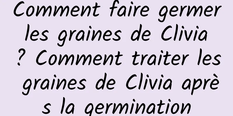 Comment faire germer les graines de Clivia ? Comment traiter les graines de Clivia après la germination