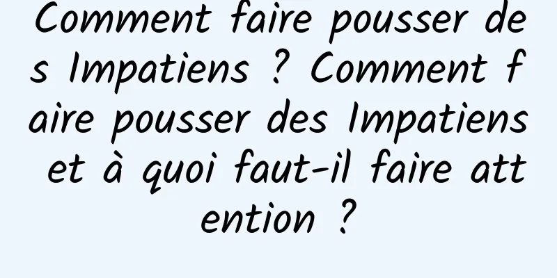 Comment faire pousser des Impatiens ? Comment faire pousser des Impatiens et à quoi faut-il faire attention ?