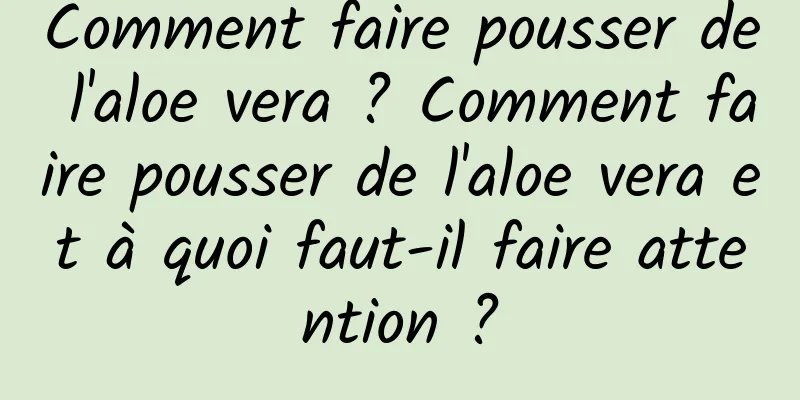 Comment faire pousser de l'aloe vera ? Comment faire pousser de l'aloe vera et à quoi faut-il faire attention ?