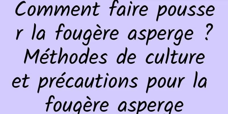 Comment faire pousser la fougère asperge ? Méthodes de culture et précautions pour la fougère asperge