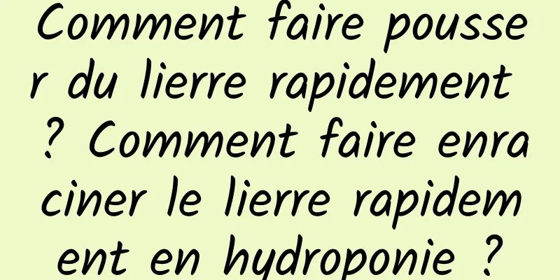 Comment faire pousser du lierre rapidement ? Comment faire enraciner le lierre rapidement en hydroponie ?