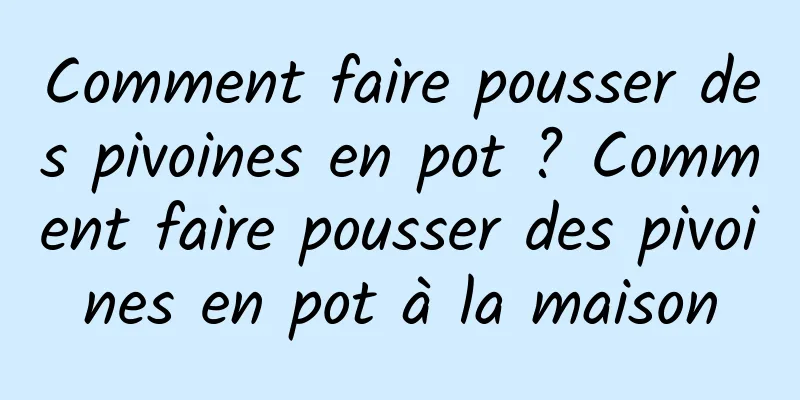 Comment faire pousser des pivoines en pot ? Comment faire pousser des pivoines en pot à la maison