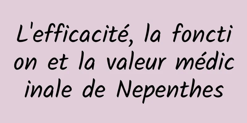 L'efficacité, la fonction et la valeur médicinale de Nepenthes