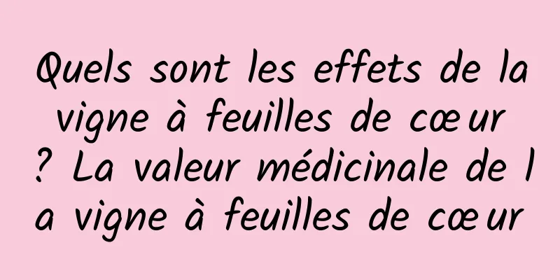 Quels sont les effets de la vigne à feuilles de cœur ? La valeur médicinale de la vigne à feuilles de cœur