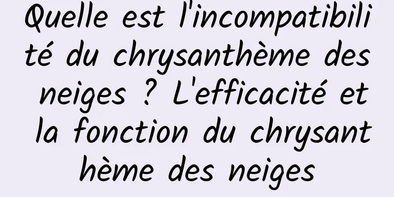 Quelle est l'incompatibilité du chrysanthème des neiges ? L'efficacité et la fonction du chrysanthème des neiges