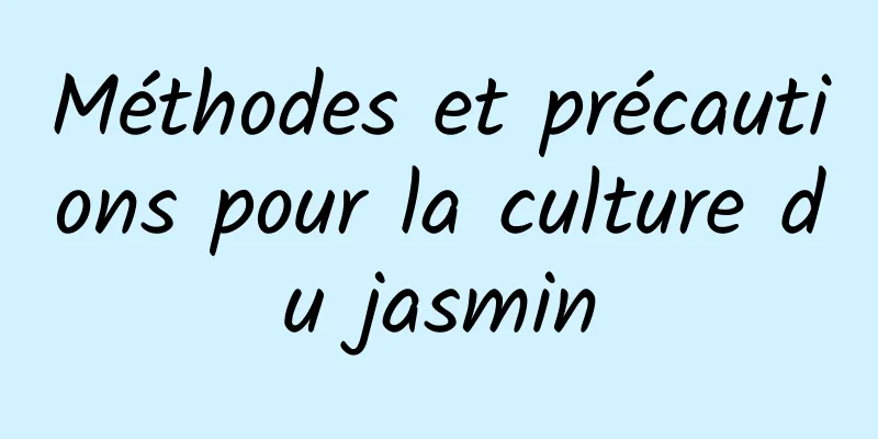 Méthodes et précautions pour la culture du jasmin