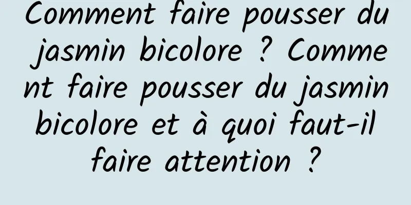 Comment faire pousser du jasmin bicolore ? Comment faire pousser du jasmin bicolore et à quoi faut-il faire attention ?