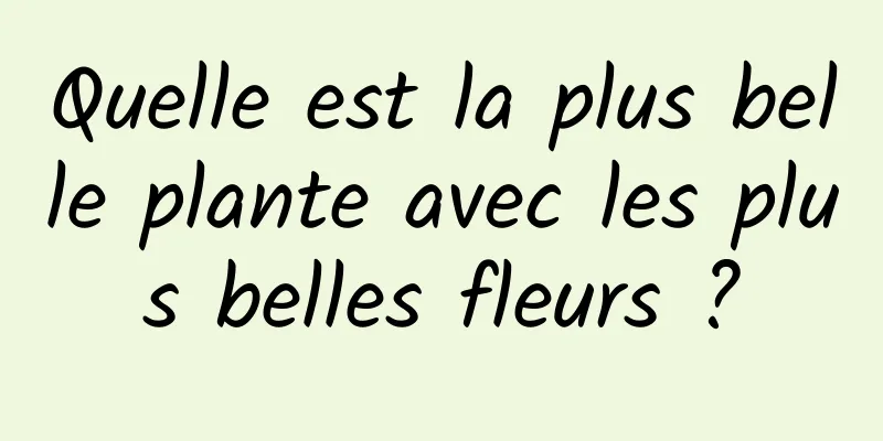 Quelle est la plus belle plante avec les plus belles fleurs ?