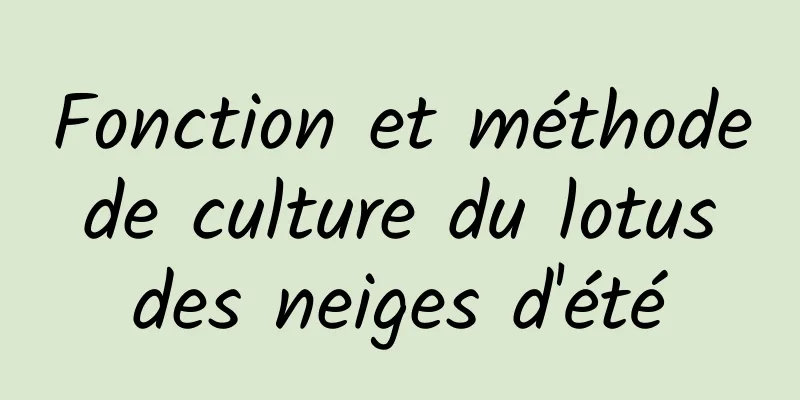 Fonction et méthode de culture du lotus des neiges d'été