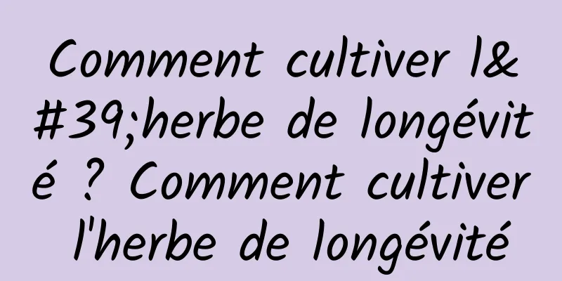 Comment cultiver l'herbe de longévité ? Comment cultiver l'herbe de longévité