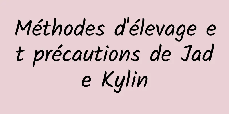 Méthodes d'élevage et précautions de Jade Kylin