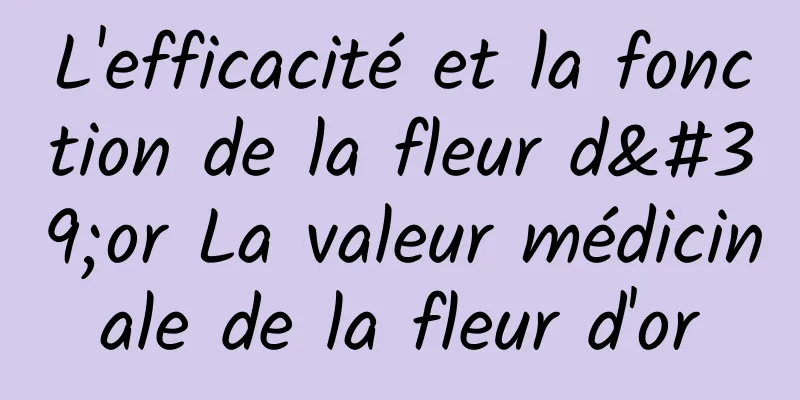 L'efficacité et la fonction de la fleur d'or La valeur médicinale de la fleur d'or