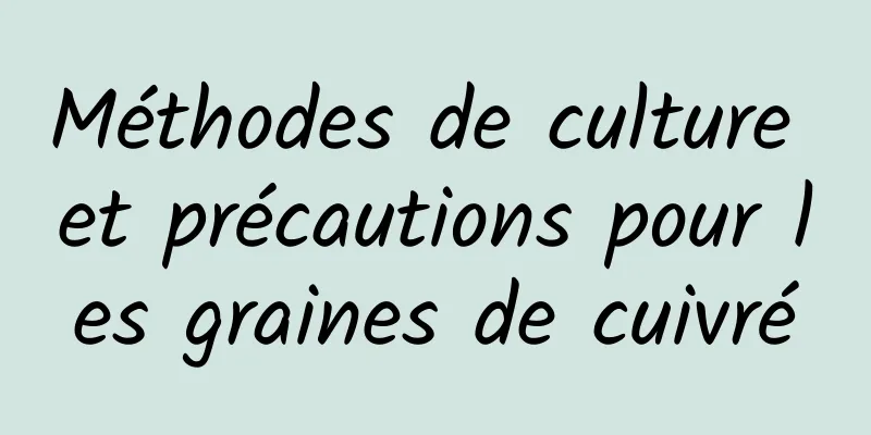 Méthodes de culture et précautions pour les graines de cuivré