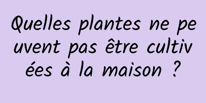 Quelles plantes ne peuvent pas être cultivées à la maison ?