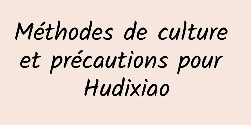 Méthodes de culture et précautions pour Hudixiao