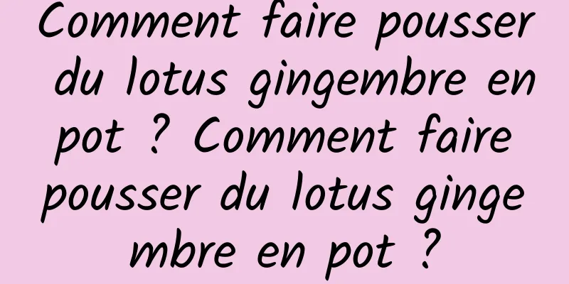 Comment faire pousser du lotus gingembre en pot ? Comment faire pousser du lotus gingembre en pot ?