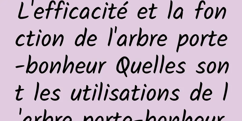 L'efficacité et la fonction de l'arbre porte-bonheur Quelles sont les utilisations de l'arbre porte-bonheur