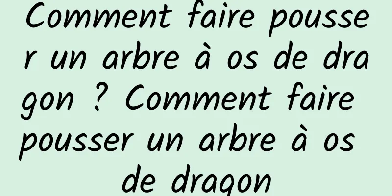 Comment faire pousser un arbre à os de dragon ? Comment faire pousser un arbre à os de dragon