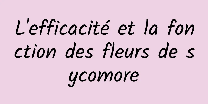 L'efficacité et la fonction des fleurs de sycomore