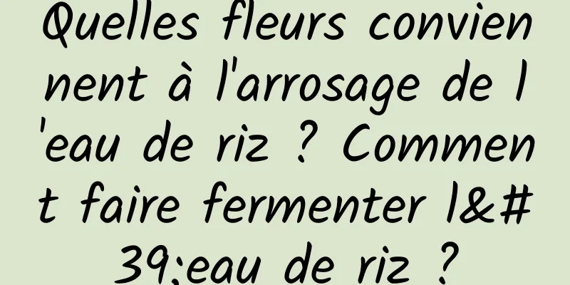 Quelles fleurs conviennent à l'arrosage de l'eau de riz ? Comment faire fermenter l'eau de riz ?