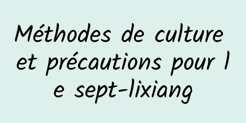 Méthodes de culture et précautions pour le sept-lixiang