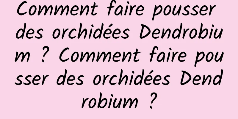 Comment faire pousser des orchidées Dendrobium ? Comment faire pousser des orchidées Dendrobium ?