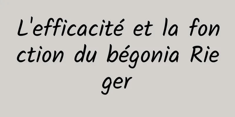 L'efficacité et la fonction du bégonia Rieger