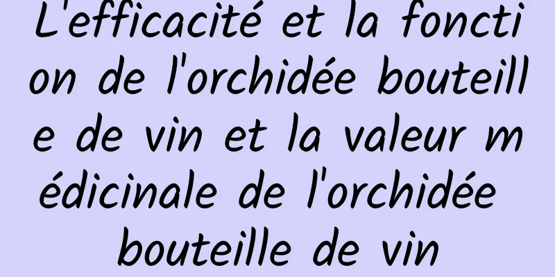 L'efficacité et la fonction de l'orchidée bouteille de vin et la valeur médicinale de l'orchidée bouteille de vin