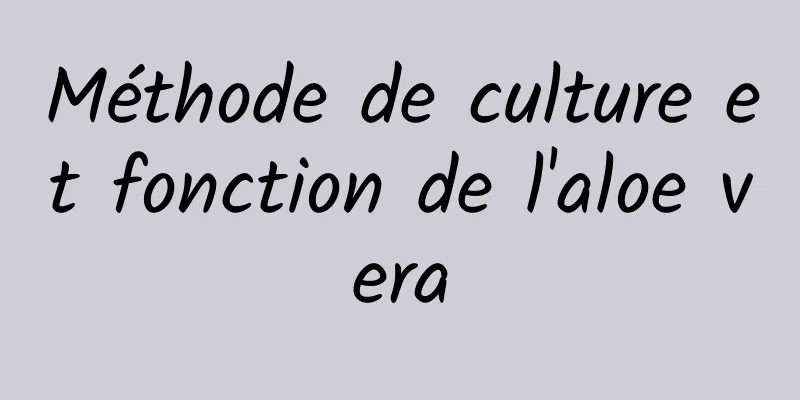 Méthode de culture et fonction de l'aloe vera