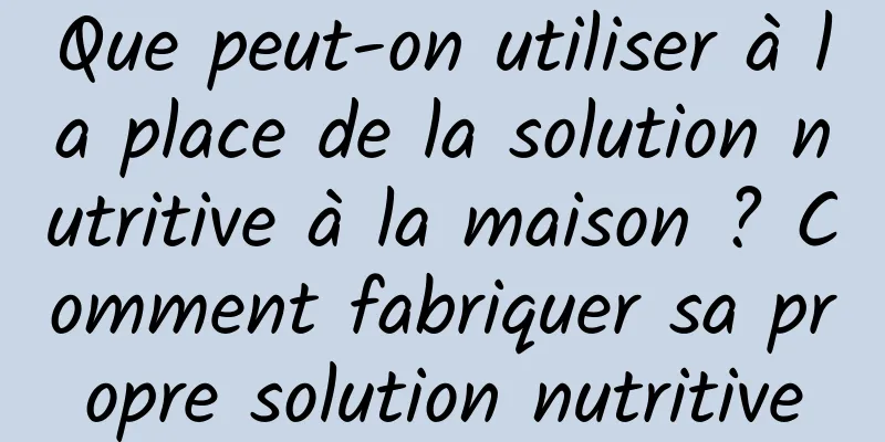 Que peut-on utiliser à la place de la solution nutritive à la maison ? Comment fabriquer sa propre solution nutritive