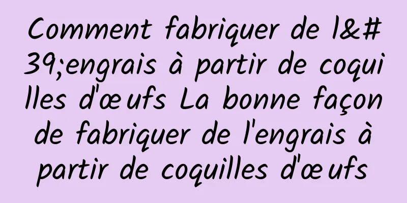 Comment fabriquer de l'engrais à partir de coquilles d'œufs La bonne façon de fabriquer de l'engrais à partir de coquilles d'œufs