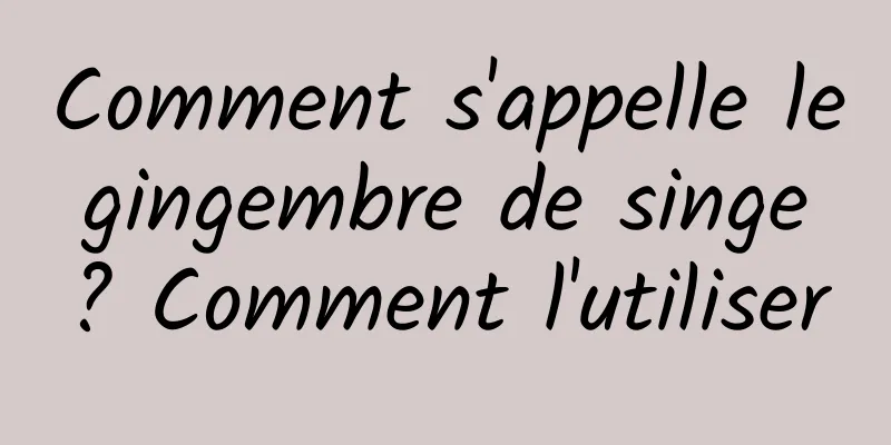 Comment s'appelle le gingembre de singe ? Comment l'utiliser