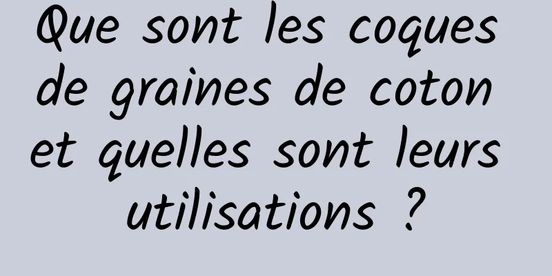 Que sont les coques de graines de coton et quelles sont leurs utilisations ?