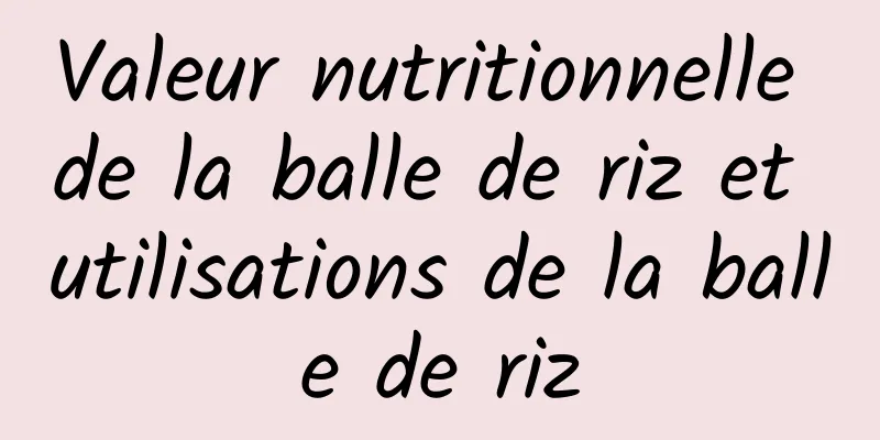 Valeur nutritionnelle de la balle de riz et utilisations de la balle de riz